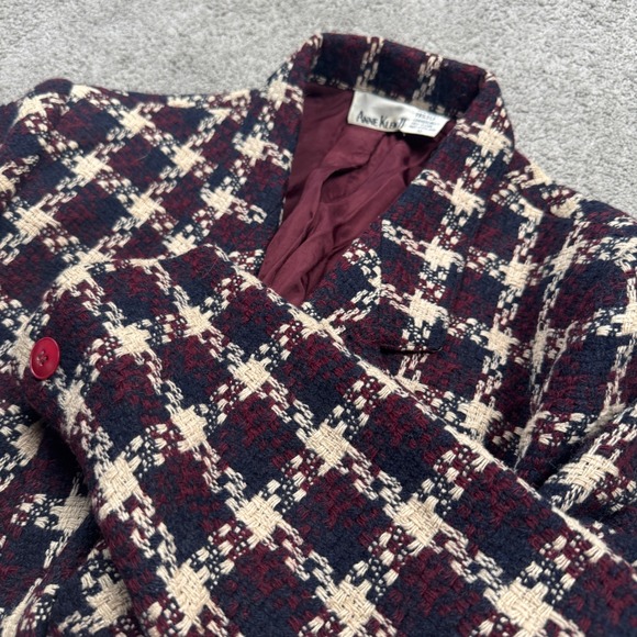 Vintage Anne Klein II Women's 10 Blazer Wool Silk Blend Plaid Tweed - Picture 1 of 5